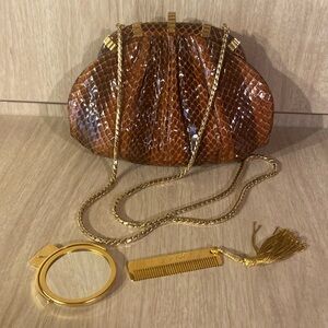 Beautiful reptile skin shoulder tote.
